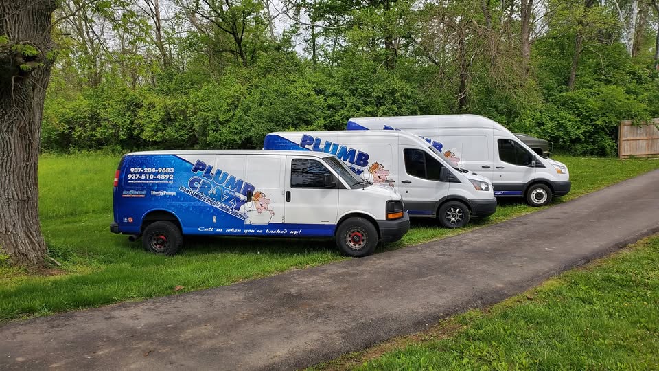 The Plumb Crazy Plumbing fleet of service vans serving Waynesville, Ohio and the surrounding Dayton area